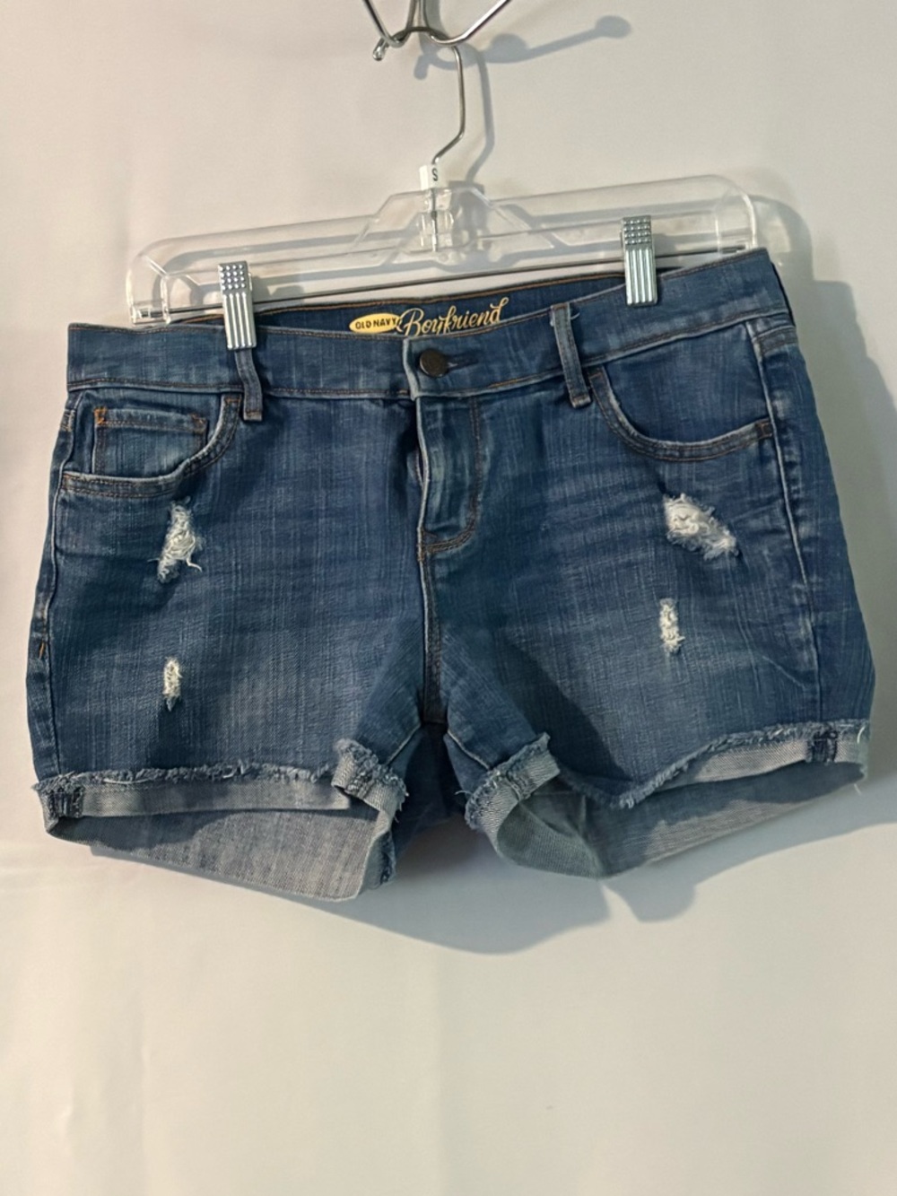 Old Navy Blue Distressed Rolled-Hem Jean Shorts
